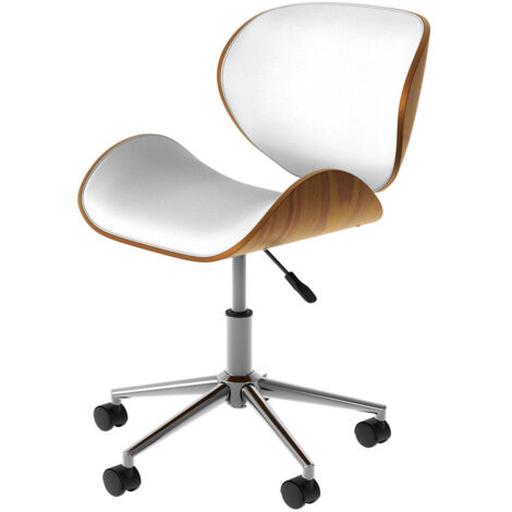 Chaise de bureau pivotante en cuir synthétique blanc 79-91cm - BAUDOIN
