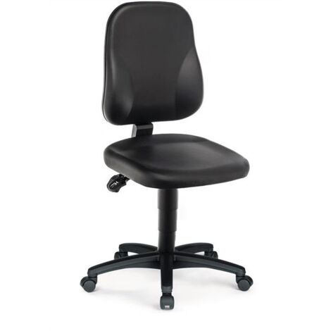 Chaise de bureau pivotante en cuir synthétique noir, hauteur réglable 450-620 mm