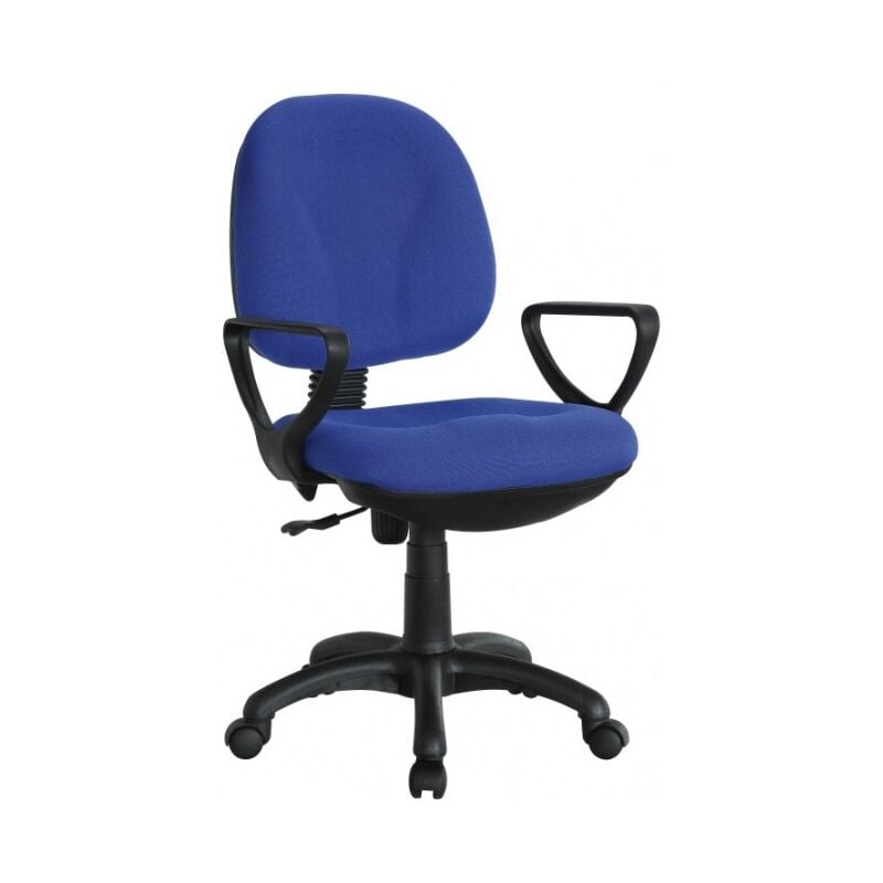 Chaise de bureau pivotante en tissu bleu avec hauteur et accoudoirs réglables