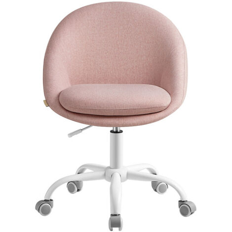 Chaise de Bureau Pivotante, en Tissu Coton-lin, Rembourrage en Mousse, Réglable en Hauteur, Rose