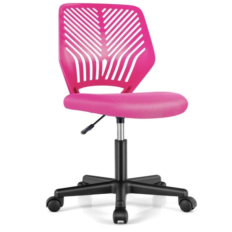 Maisonchic - Chaise de Bureau Pivotante Enfants avec Hauteur Réglable 77-89cm Siège à Roulettes avec Dossier & Base à 5 Étoiles Charge 150kg Rose