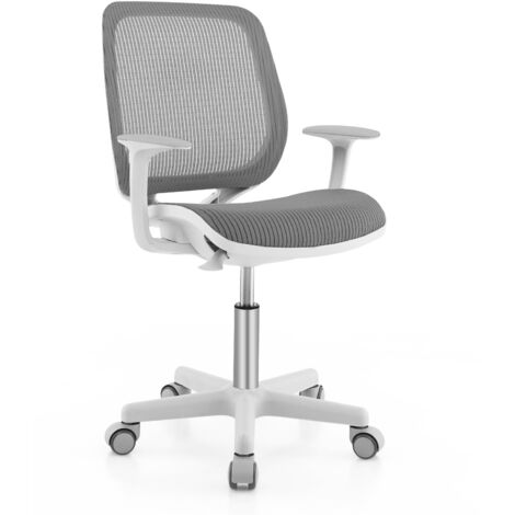 Chaise de Bureau Pivotante Enfants avec Hauteur Réglable 80-92cm, Siège à roulettes Enfants, Gris
