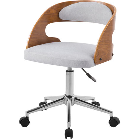 Chaise de bureau pivotante et réglable en bois et tissu - Louis - Gris