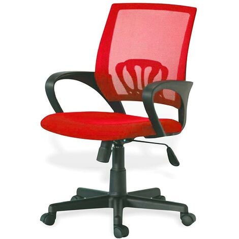Chaise de bureau pivotante et respirante rouge