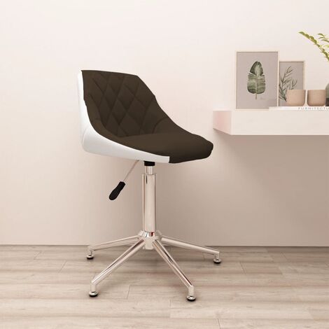 Chaise de bureau pivotante | Fauteuil de bureau Ergonomique Marron et blanc Similicuir 24869 - Multicolore