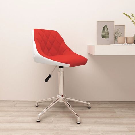 Chaise de bureau pivotante | Fauteuil de bureau Ergonomique Rouge et blanc Similicuir 53821 - Multicolore