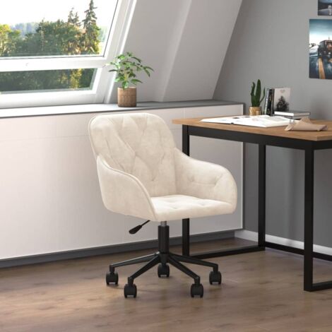 Chaise de bureau pivotante Fauteuil gamer - Chaise d'ordinateur Crème Velours BV547872 - BonneVie
