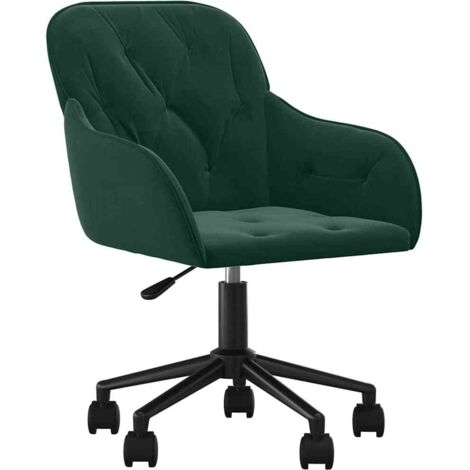 Chaise de bureau pivotante Fauteuil gamer - Chaise d'ordinateur Vert foncé Velours BV408976 - BonneVie