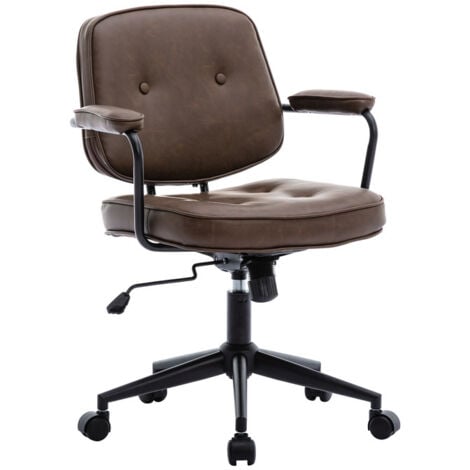 Chaise de Bureau Pivotante Moderne Fauteuil Bureau Réglable en Hauteur Chaise à roulettes pour Bureau/Travail, Cuir PU, Marron