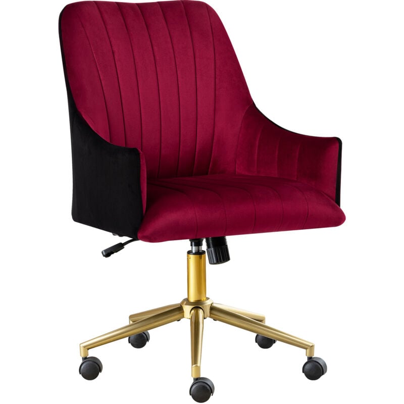 Okwish - Chaise de bureau pivotante réglable en hauteur, chaise de bureau en velours, chaise de maquillage avec roulettes, fauteuil en velours pour