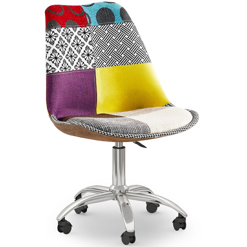 Privatefloor - Chaise de Bureau Pivotante - Tissu Patchwork - Ray Multicolore