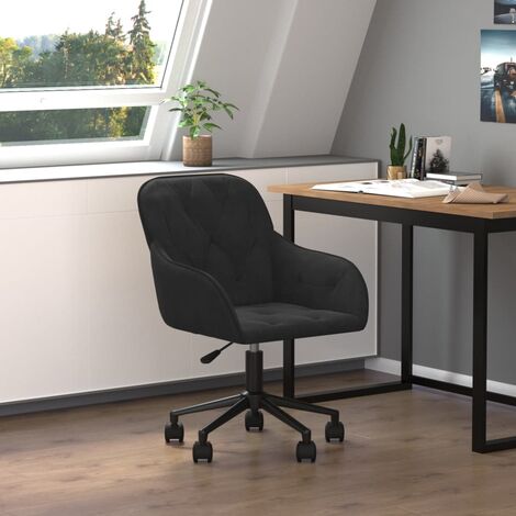 Chaise de bureau pivotante,Fauteuil d'ordinateur Noir Velours -VA44442