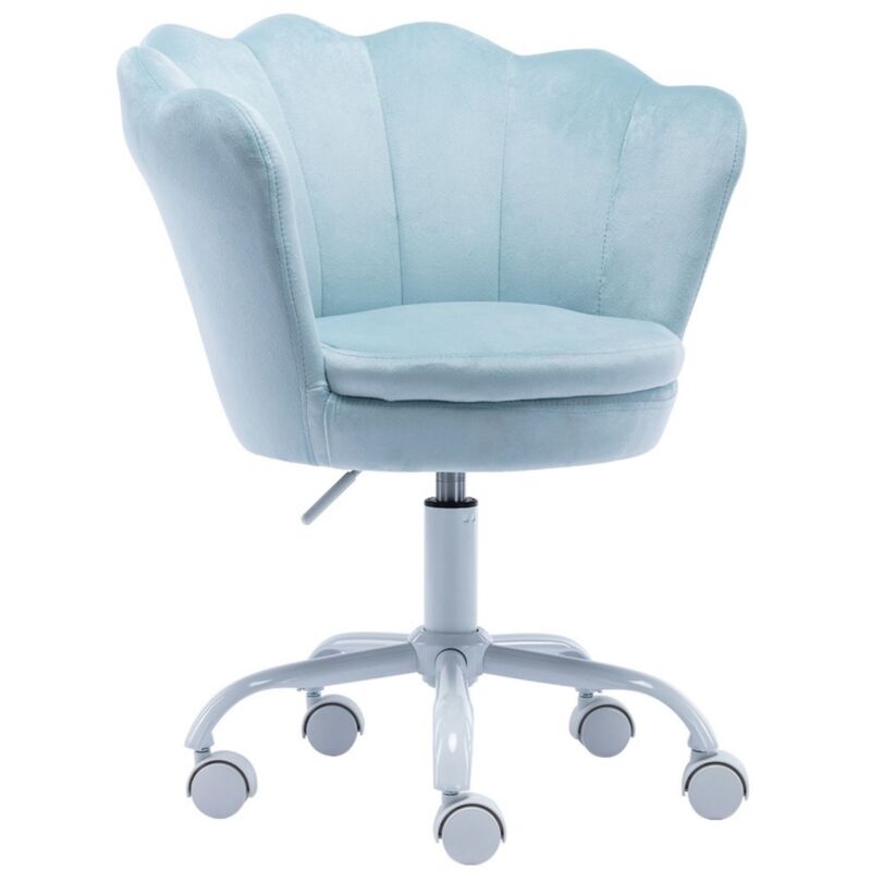 Wahson Office Chairs - Wahson Chaise Enfant en Velours Chaise de Bureau pour Enfant Chaise Bureau Enfant Avec Pieds Métal, Bleu Clair