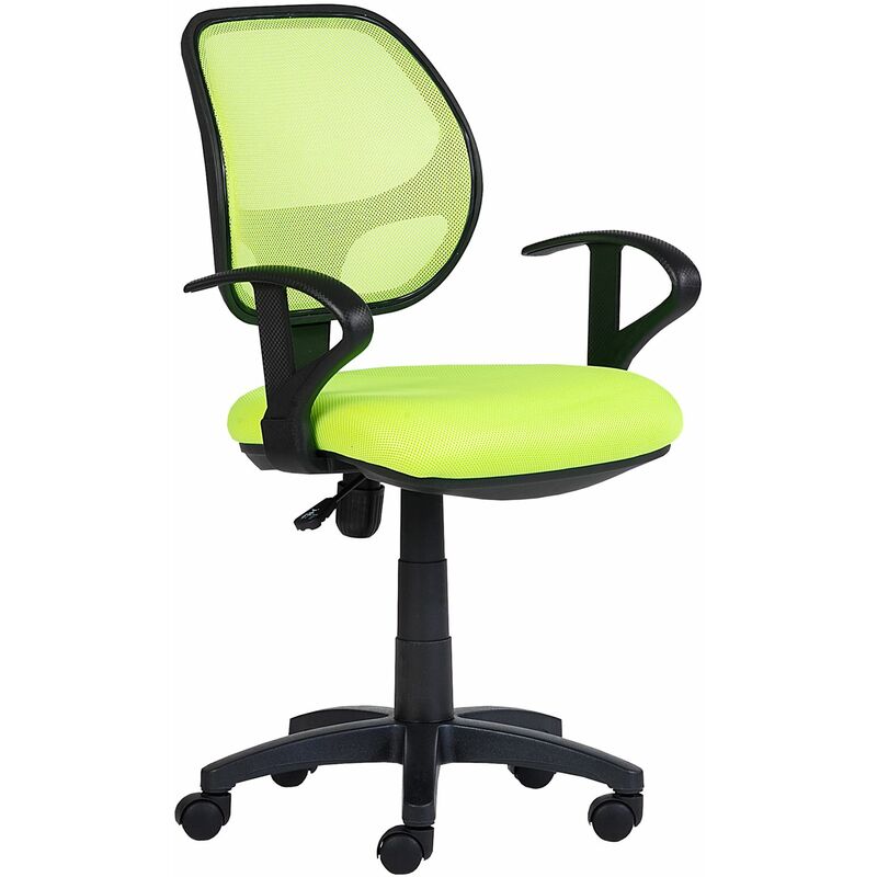Chaise de bureau pour enfant cool fauteuil pivotant et ergonomique avec accoudoirs, siège à roulettes et hauteur réglable, mesh vert - Vert
