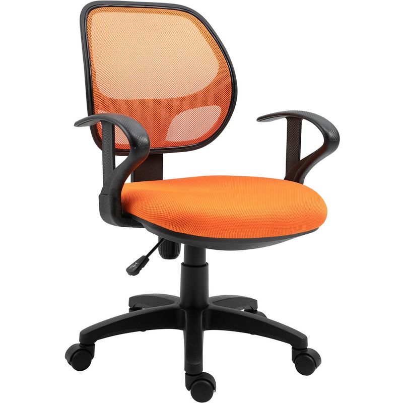Chaise de bureau cool fauteuil pivotant ergonomique avec accoudoirs, chaise dactylo à roulettes réglable en hauteur, mesh orange - Orange