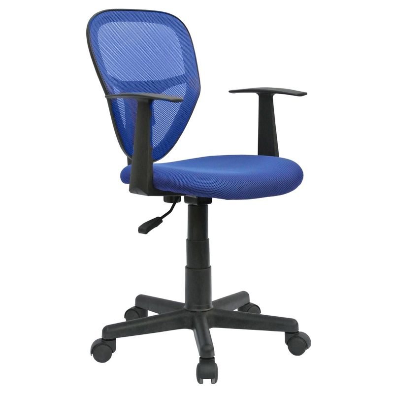 Chaise de bureau pour enfant STUDIO fauteuil pivotant et ergonomique avec accoudoirs, siège à roulettes hauteur réglable, mesh bleu - Bleu