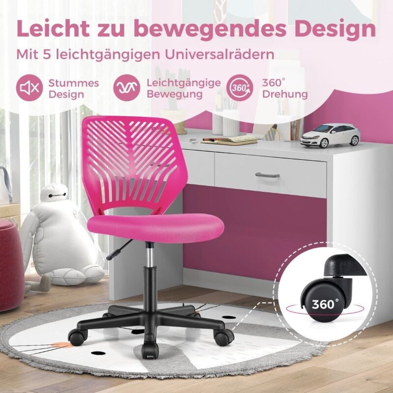 Northix - Chaise de bureau pour enfants chaise de bureau pour enfants sans accoudoirs 54 x 54 x 77 89 cm rose