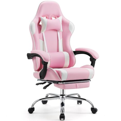 Chaise de bureau pour jeux vidéo fauteuil inclinable rose