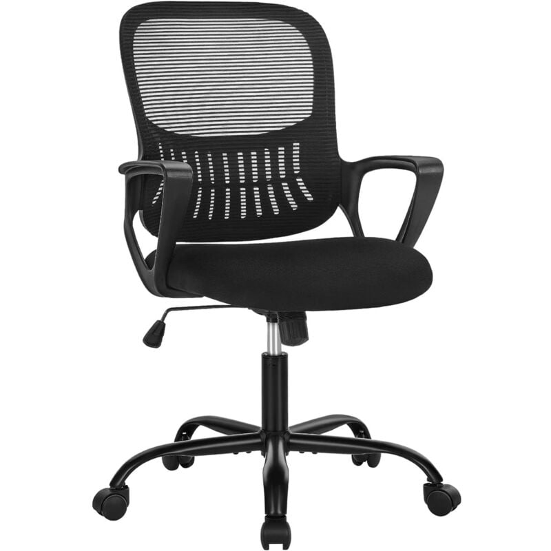 Sweetcrispy - Chaise de bureau pour ordinateur de bureau, fauteuil de direction ergonomique à dossier moyen en maille avec roulettes, support