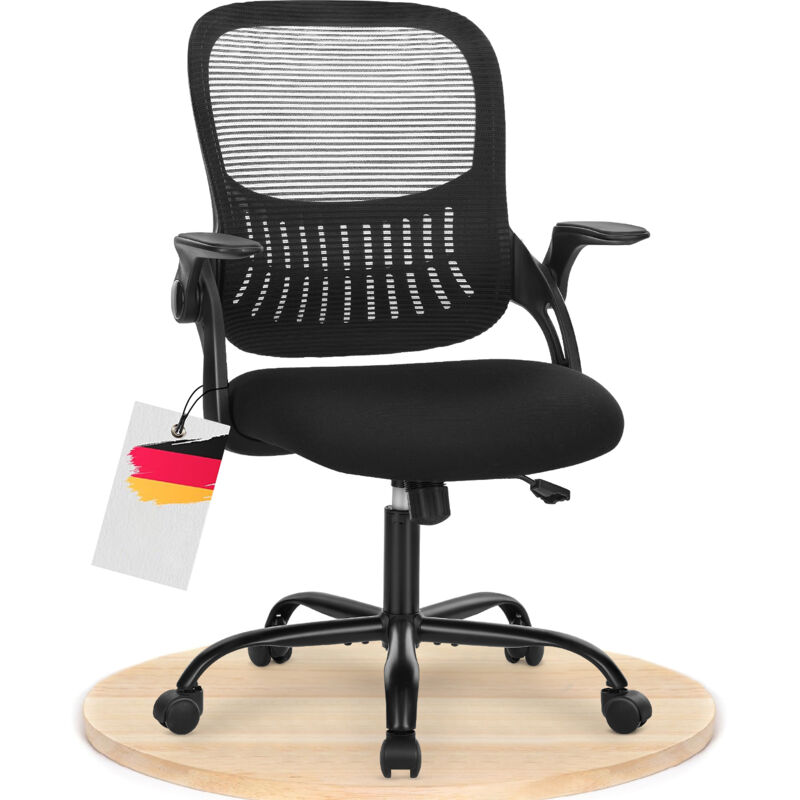 Chaise de bureau, chaise ergonomique, accoudoirs réglables, hauteur réglable, chaise pivotante à 360° (noir)