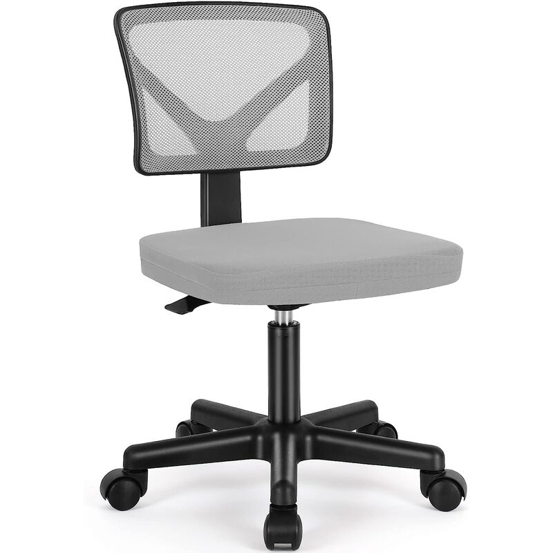 Sweetcrispy - Chaise de bureau pour ordinateur, fauteuil bas ergonomique en maille avec roulettes, pivotant, sans accoudoirs, siège confortable avec