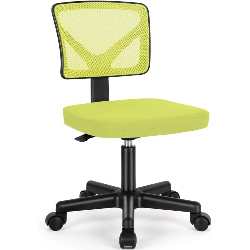 Sweetcrispy - Chaise de bureau pour ordinateur, fauteuil bas ergonomique en maille avec roulettes, pivotant, sans accoudoirs, siège confortable avec