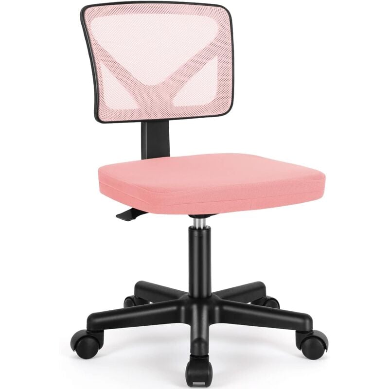 Chaise de bureau pour ordinateur, fauteuil bas ergonomique en maille avec roulettes, pivotant, sans accoudoirs, siège confortable avec support