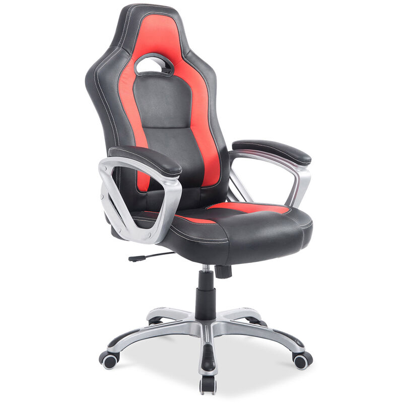 privatefloor - chaise de bureau racing gaming rs rouge - acier inoxydable, cuir végétalien, nylon - rouge