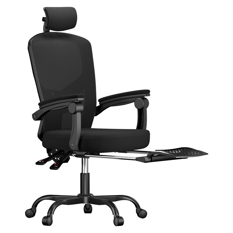 Chaise de Bureau Rattantree Ergonomique Fauteuil - avec Accoudoirs / Appui-tête / Repose-pieds - Soutien Lombaire Règalable