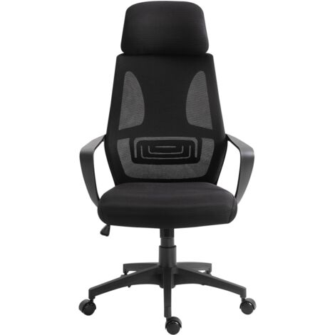 Chaise de bureau réglable avec accoudoirs, appui-tête et soutien lombaire – noir