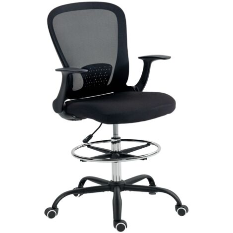 Chaise de bureau réglable avec accoudoirs et soutien lombaire, noir, 62 x 59 x 119 cm