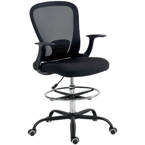 Chaise de bureau réglable en hauteur avec repose-pieds et soutien lombaire ajustables, 62 x 59 x 119 cm, noire