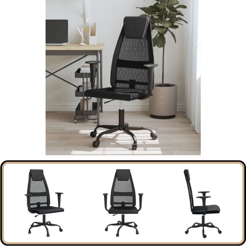 Chaise de bureau réglable en hauteur noir - Chaise De Bureau - Chaise Ergonomique - Fauteuil De Bureau - Siège De Bureau - Meuble De Bureau