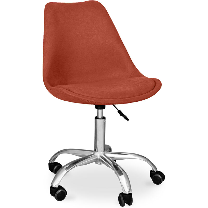 Privatefloor - Chaise de bureau rembourrée - avec roulettes - Tulip Orange