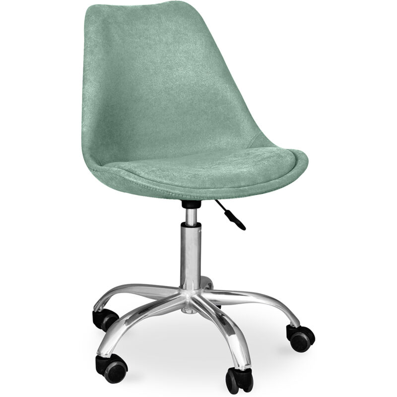 Privatefloor - Chaise de bureau rembourrée - avec roulettes - Tulip Bleu pastel Privatefloor - Chaise de bureau rembourrée - avec roulettes - Tulip Bleu pastel
