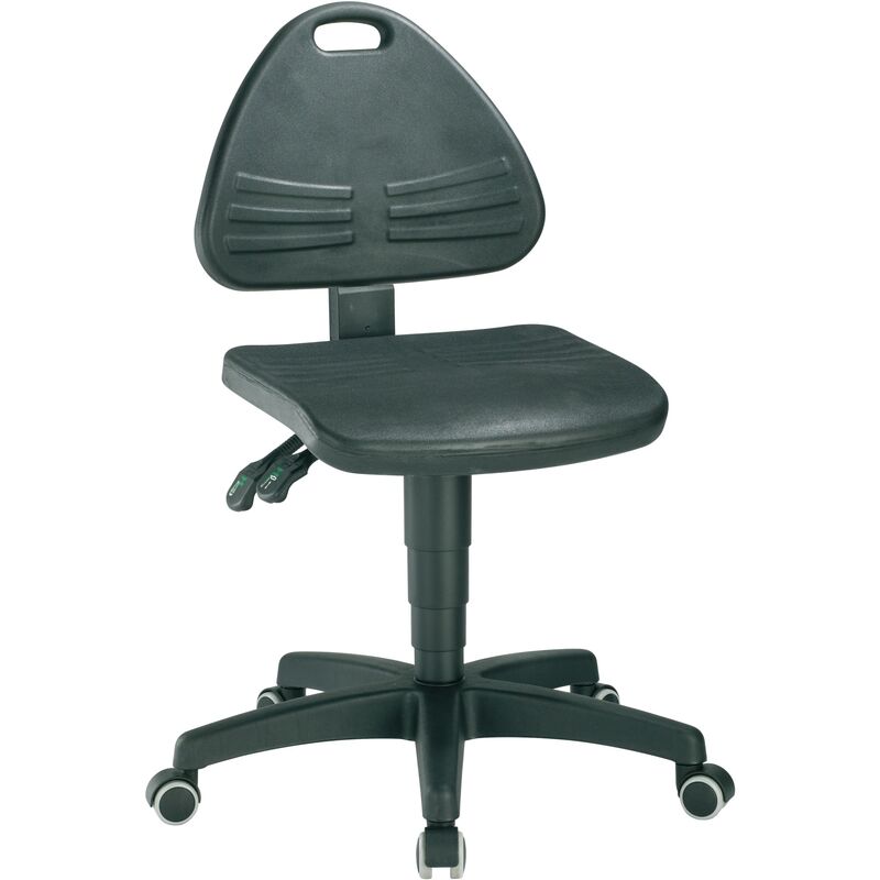 Chaise d'atelier pivotante isitec rouleaux mousse intégrale noir 430-600 mm