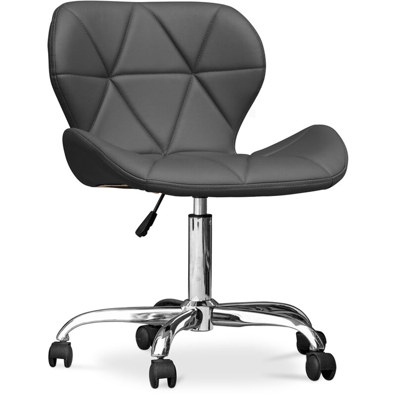 privatefloor - chaise de bureau à roulettes - chaise de bureau pivotante - tapissée en simili cuir - wito gris - acier, pp, cuir végétalien, nylon