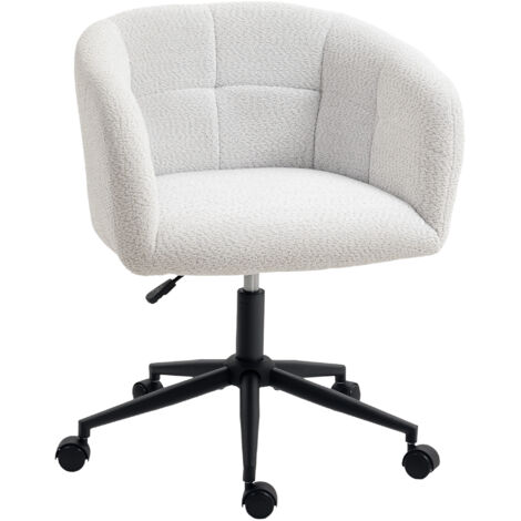 Chaise de bureau rembourrée moelleux, design baignoire, roulante, base acier, crème/noir