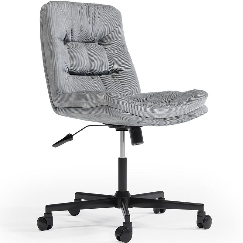 privatefloor - chaise de bureau rembourrée - pivotante - hera gris clair - métal, nylon, velours côtelé - gris clair