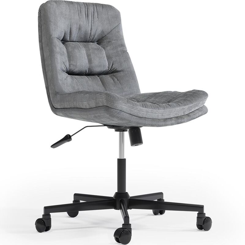 privatefloor - chaise de bureau rembourrée - pivotante - hera gris foncé - métal, nylon, velours côtelé - gris foncé