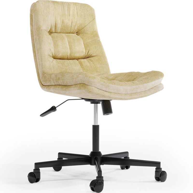 privatefloor - chaise de bureau rembourrée - pivotante - hera jaune - métal, nylon, velours côtelé - jaune