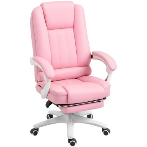 Chaise de bureau repose-pieds dossier réglable hauteur 5 roulettes rose blanc chaise ergonomique bureau moderne