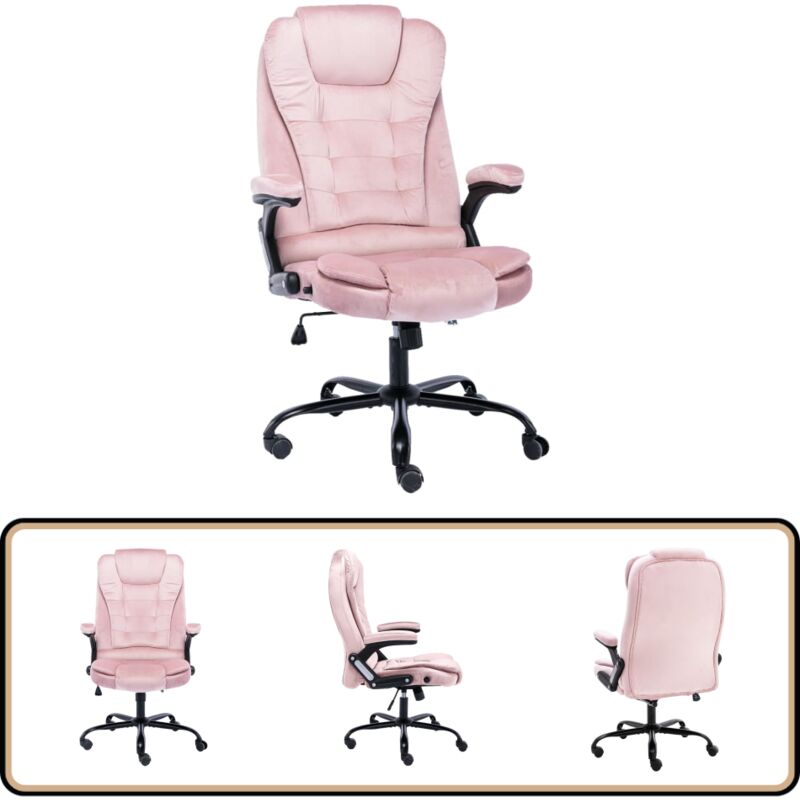 Chaise de bureau Rose Velours - Chaise De Bureau - Chaise Ergonomique - Chaise Inclinable - Chaise Velours - Chaise Rose