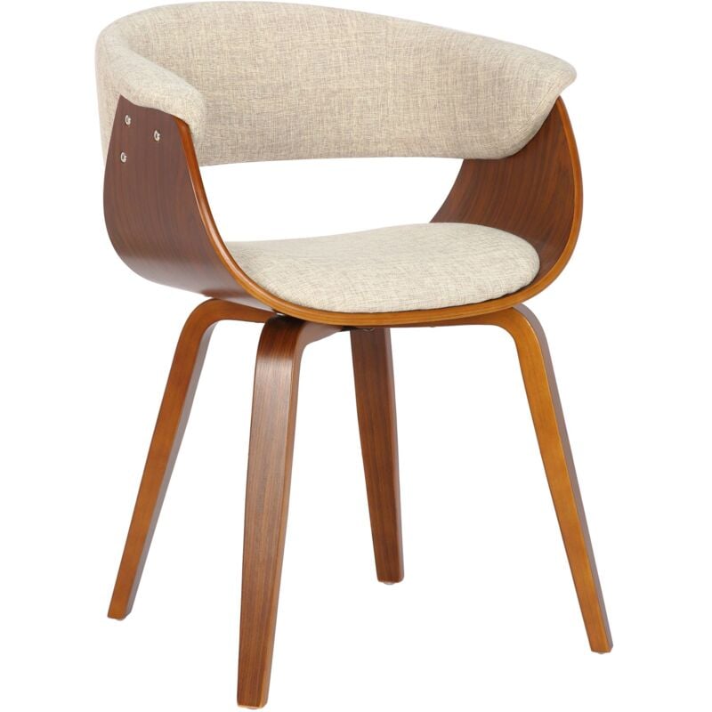 Chaise de bureau salle à manger style scandinave avec revêtement en tissu crème cadre en bois couleur noyer 100002197