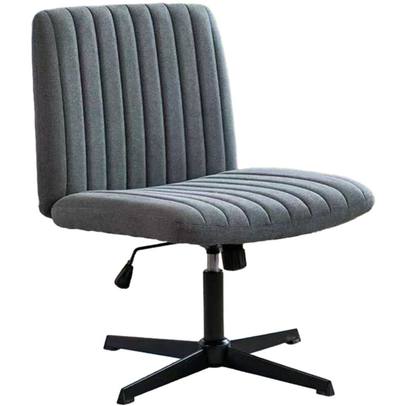 Chaise de Bureau sans Accoudoirs avec Coussin en Tissu, Chaise Pivotante à 360° avec roulettes, Chaise Coiffeuse avec Siège Large pour S'asseoir