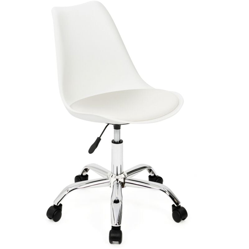 Chaise de bureau scandinave sara blanche à roulettes