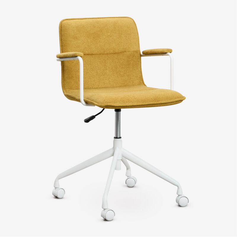 Sklum - Chaise de bureau avec roulettes et accoudoirs Seifert Blanc