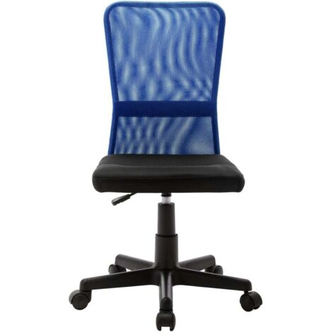 Chaise de bureau Siège de bureau Chaise de travail Noir et bleu 44x52x100 cm Tissu en maille