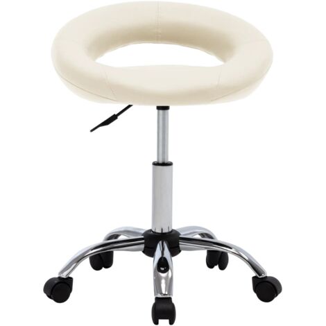 Chaise de bureau Siège de bureau Chaise de travail roulante Crème Similicuir