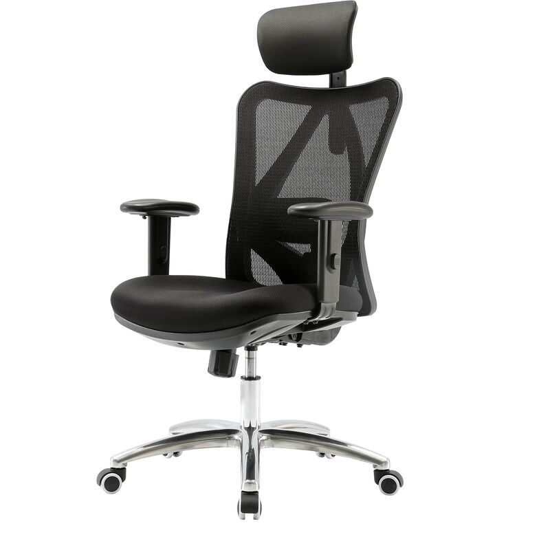 Chaise de bureau SIHOO Chaise de bureau, ergonomique, soutien lombaire réglable, charge max. 150kg sans repose-pieds noir - black